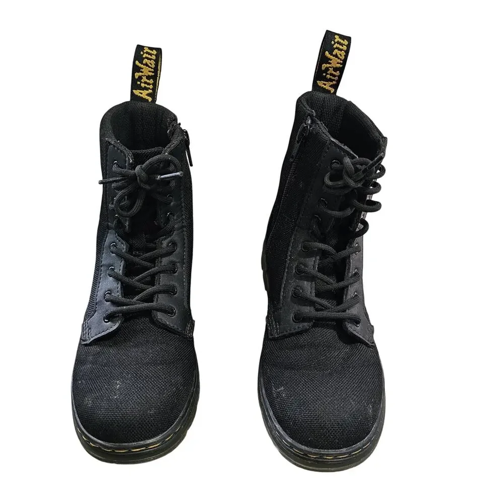 Doc Dr. Martens Kids Girls Sz 3 Black Lace Up Boots Side Zip Air Wair Combs J